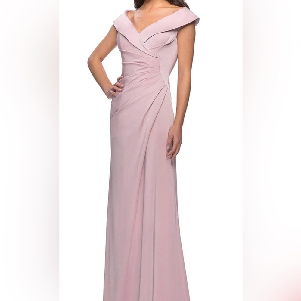 La Femme Blush Pink Draped Gown